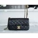 Chanel 22S Woven Gold Ball CF Large Mini Black Lambskin  