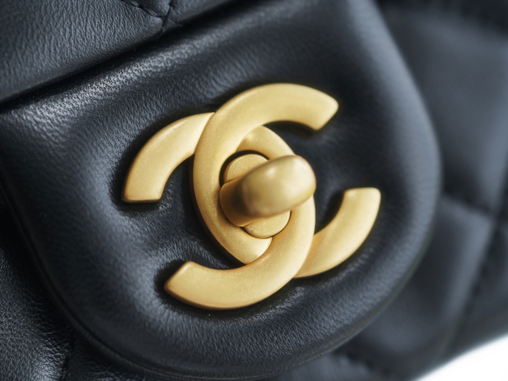 Chanel 22S Woven Gold Ball CF Large Mini Black Lambskin  