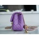 Chanel 22S Woven Gold Ball CF Large Mini Purple Lambskin  