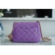 Chanel 22S Woven Gold Ball Square Fatty Purple Lambskin  