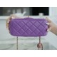 Chanel 22S Woven Gold Ball Square Fatty Purple Lambskin  