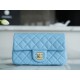 Chanel 22S Woven Gold Ball CF Large Mini Sky Blue Lambskin  