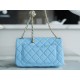 Chanel 22S Woven Gold Ball CF Large Mini Sky Blue Lambskin  