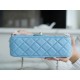 Chanel 22S Woven Gold Ball CF Large Mini Sky Blue Lambskin  