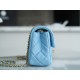 Chanel 22S Woven Gold Ball CF Large Mini Sky Blue Lambskin  