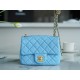 Chanel 22S Woven Gold Ball Square Fatty Sky Blue Lambskin  