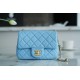 Chanel 22S Woven Gold Ball Square Fatty Sky Blue Lambskin  