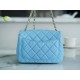 Chanel 22S Woven Gold Ball Square Fatty Sky Blue Lambskin  