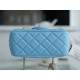 Chanel 22S Woven Gold Ball Square Fatty Sky Blue Lambskin  