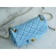 Chanel 22S Woven Gold Ball Square Fatty Sky Blue Lambskin  