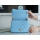 Chanel 22S Woven Gold Ball Square Fatty Sky Blue Lambskin  