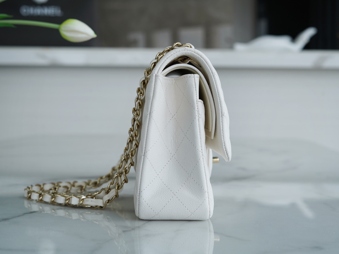 CF Classic Flap Milkshake White Washed Calfskin  