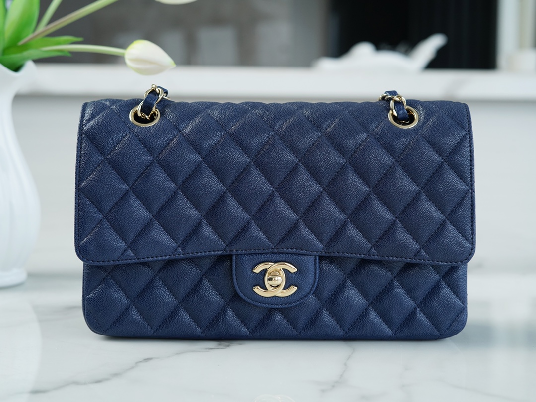 CF Classic Flap Medium Starry Blue Washed Calfskin  