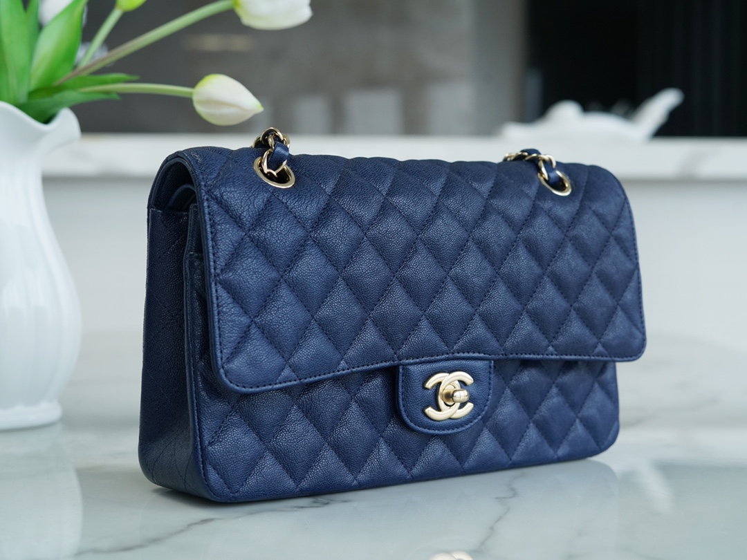 CF Classic Flap Medium Starry Blue Washed Calfskin  