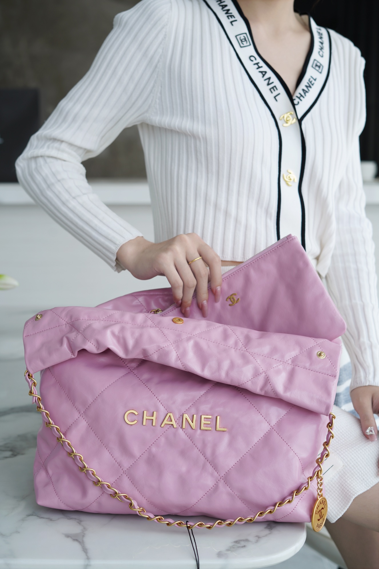 Chanel 22P Handbag Small Pink Purple  