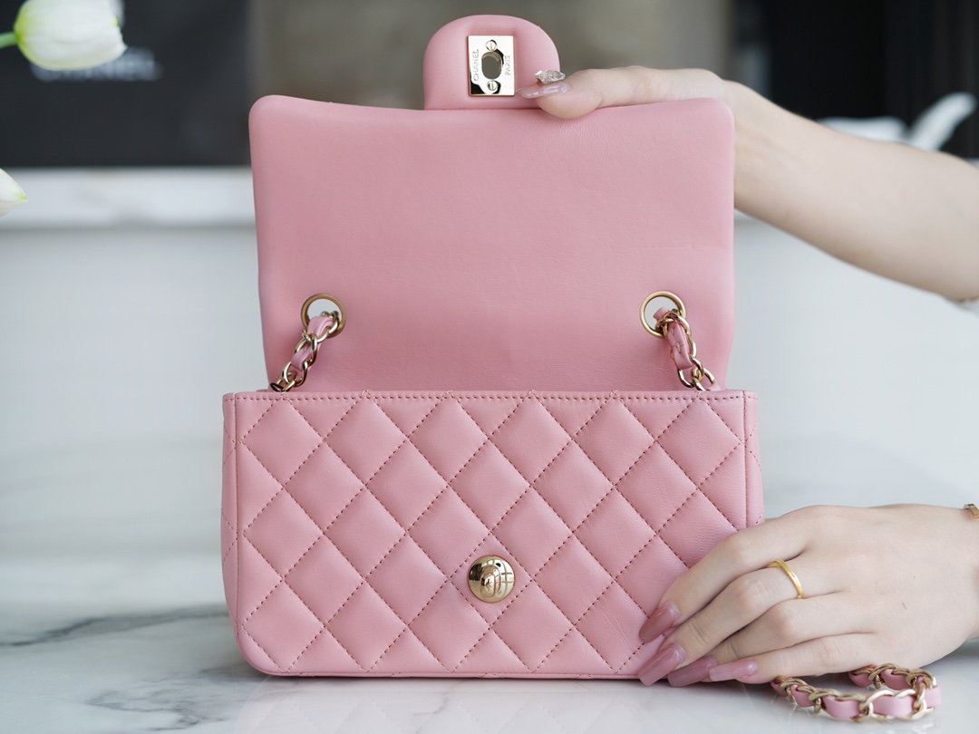 CF Classic Flap Mini Classic Flap Bag Sakura Pink Lambskin  