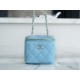 2022 Chanel Pearl Box Bag Light Blue Lambskin  