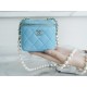 2022 Chanel Pearl Box Bag Light Blue Lambskin  