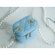 2022 Chanel Pearl Box Bag Light Blue Lambskin  