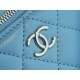 2022 Chanel Pearl Box Bag Light Blue Lambskin  