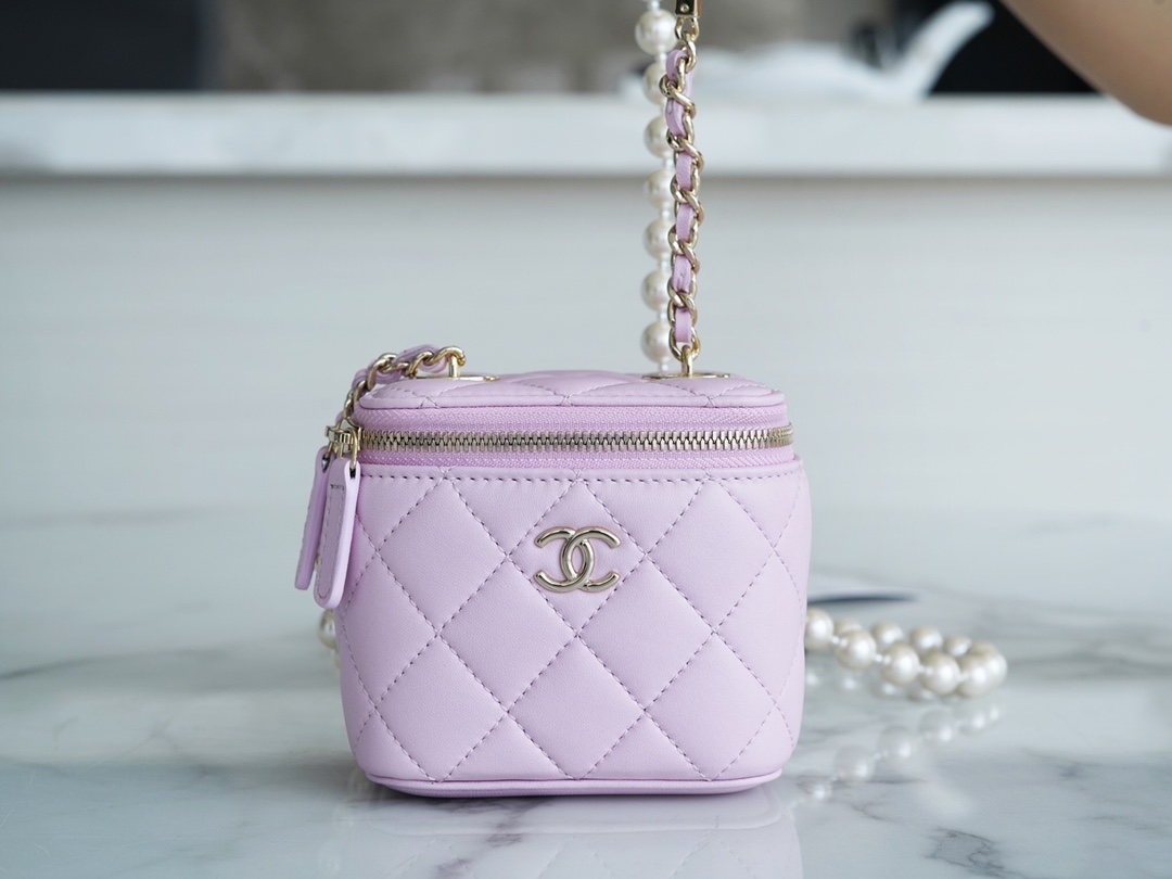 2022 Chanel Pearl Box Bag Pink Lambskin  