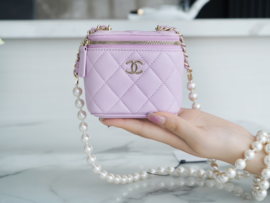 2022 Chanel Pearl Box Bag Pink Lambskin  