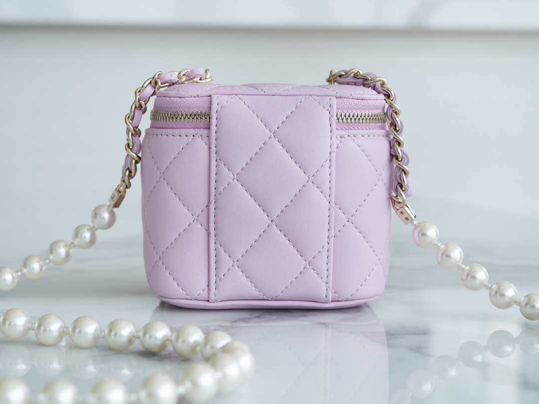 2022 Chanel Pearl Box Bag Pink Lambskin  