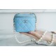 2022 Chanel Pearl Box Bag Light Blue Lambskin  