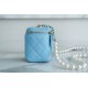 2022 Chanel Pearl Box Bag Light Blue Lambskin  