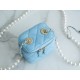 2022 Chanel Pearl Box Bag Light Blue Lambskin  