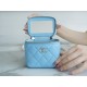 2022 Chanel Pearl Box Bag Light Blue Lambskin  