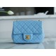 Chanel 22S Woven Gold Ball Square Fatty Sky Blue Lambskin  