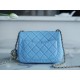 Chanel 22S Woven Gold Ball Square Fatty Sky Blue Lambskin  