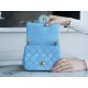 Chanel 22S Woven Gold Ball Square Fatty Sky Blue Lambskin  