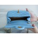 Chanel 22S Woven Gold Ball Square Fatty Sky Blue Lambskin  