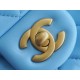 Chanel 22S Woven Gold Ball Square Fatty Sky Blue Lambskin  