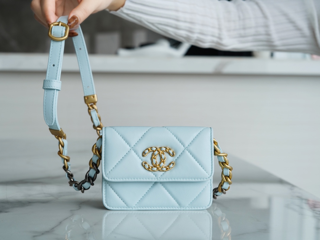 Chanel 19 Bag Mini Waist Bag Light Blue  