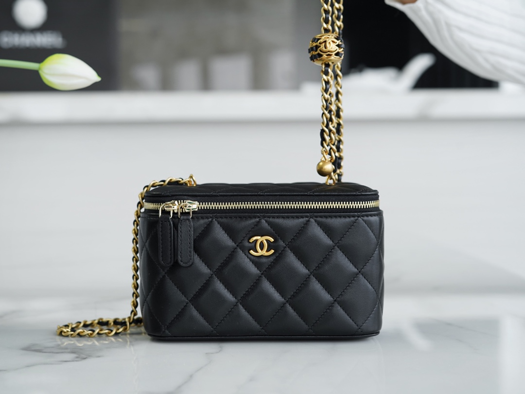 Chanel 22S Woven Gold Ball Long Box Lambskin  