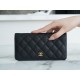 Classic Flap Classic Folded Long Wallet Black Gold Calfskin  