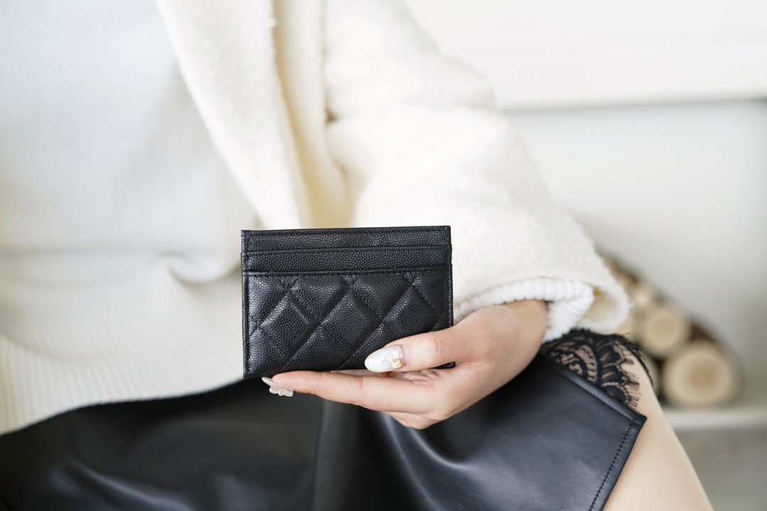 Chanel 2020 Tassel Card Holder Grainy Embossed Calfskin  