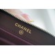 Chanel CF Series Zipper Coin Card Holder Black Gold Fine Grain Embossed Calfskin  