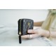 Chanel CF Series Zipper Coin Card Holder Black Gold Lambskin  