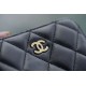 Chanel CF Series Zipper Coin Card Holder Black Gold Lambskin  