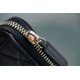 Chanel CF Series Zipper Coin Card Holder Black Gold Lambskin  