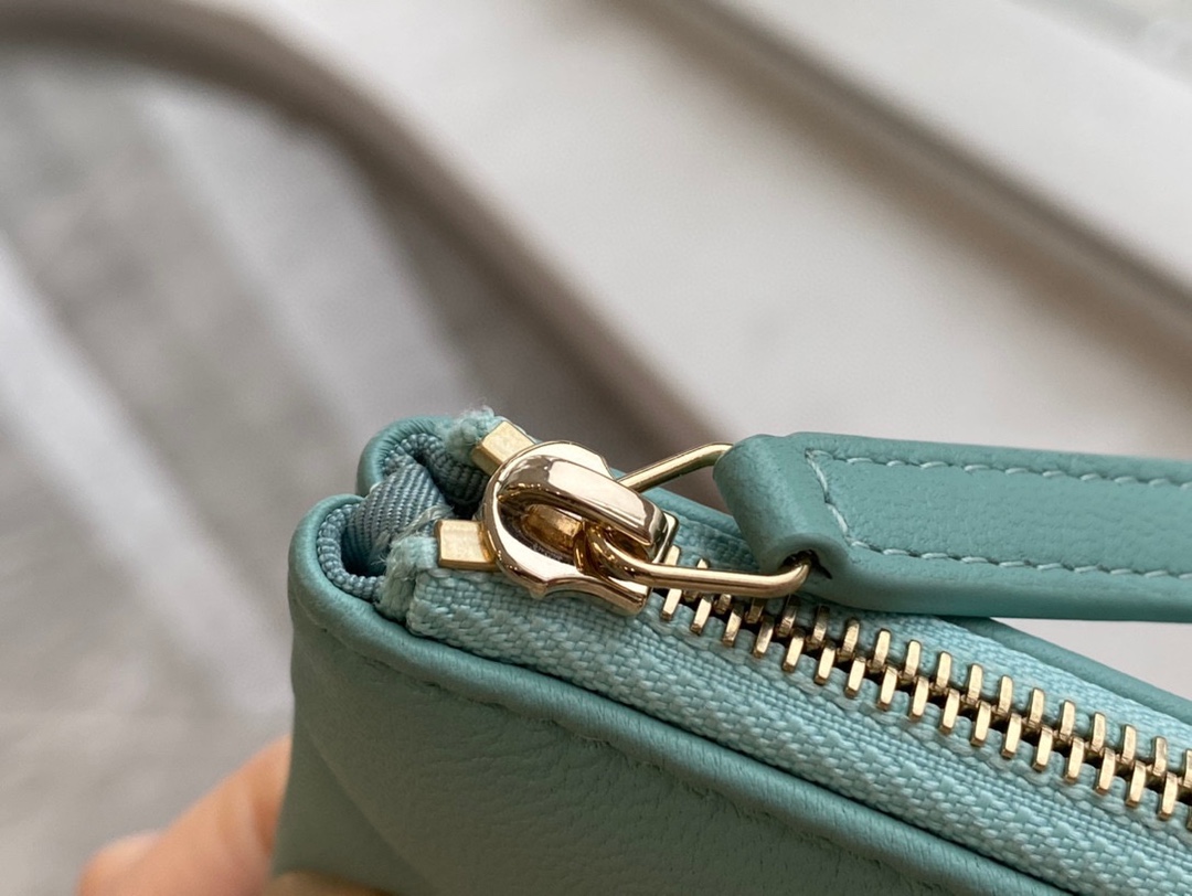 Chanel 19 Series Clutch Tiffany Blue Lambskin  