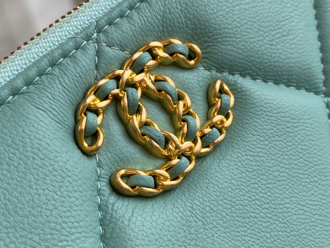 Chanel 19 Series Clutch Tiffany Blue Lambskin  