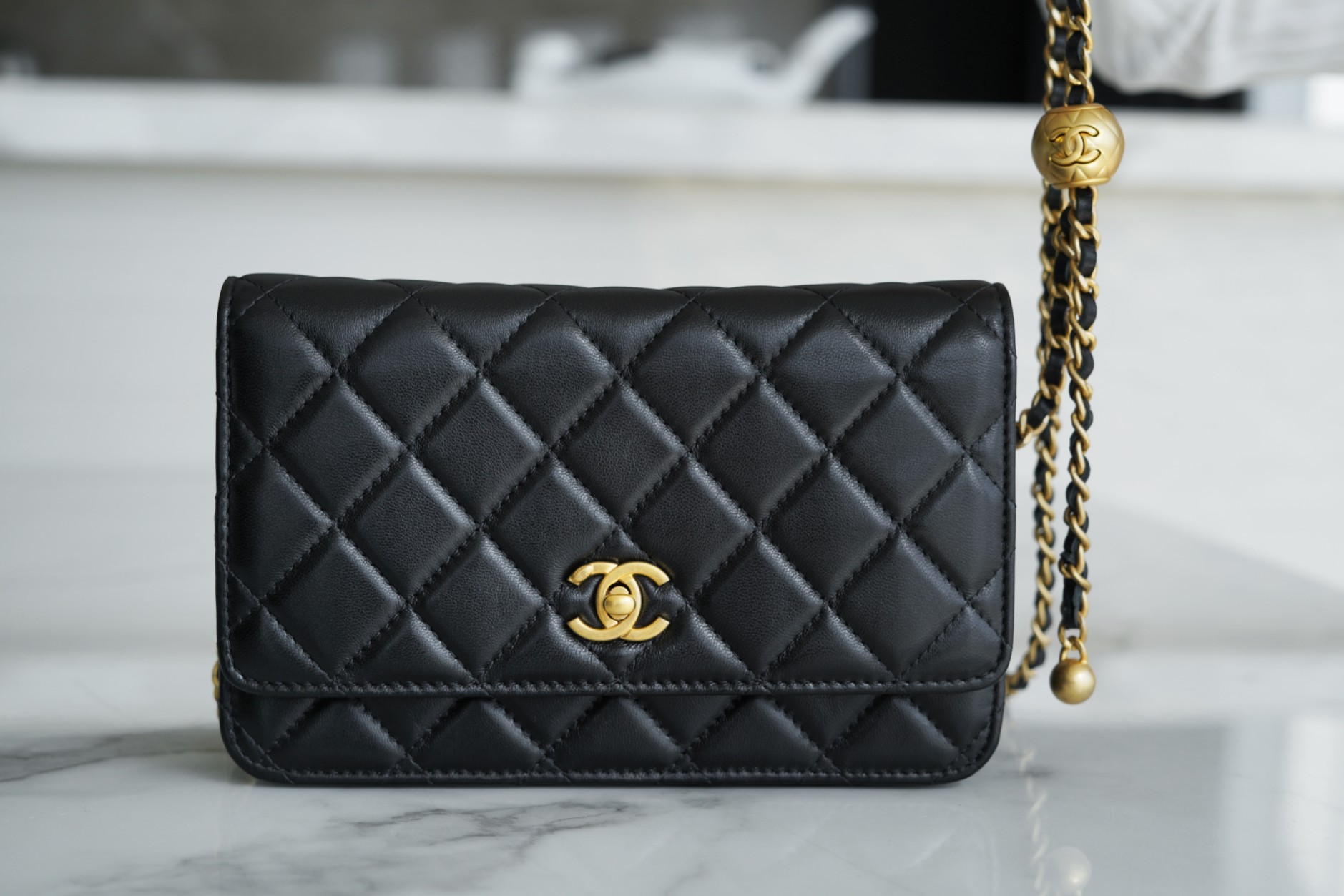 Chanel Metal Ball Black Lambskin  