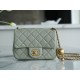 Chanel Metal Ball Square Fatty Gray Green Lambskin  