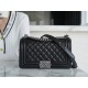 Chanel Leboy Black Silver Medium Lambskin  