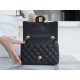 CF Classic Flap Litchi Grain Mini Black Gold Calfskin  